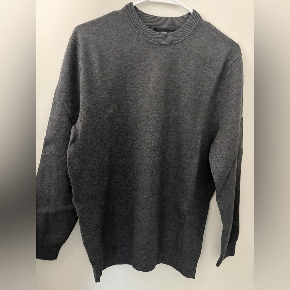 Mango Charcoal Round Neck Sweater for Men